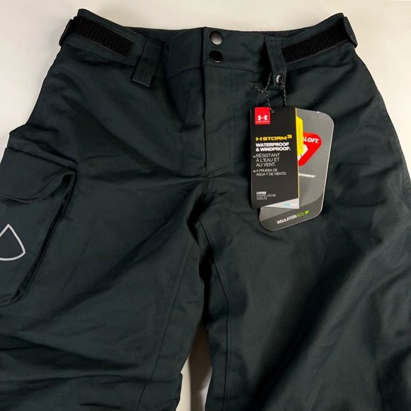 Under Armour Storm 3 Unisex Children Snow Pants Black Waterproof Youth S New - Picture 4 of 12